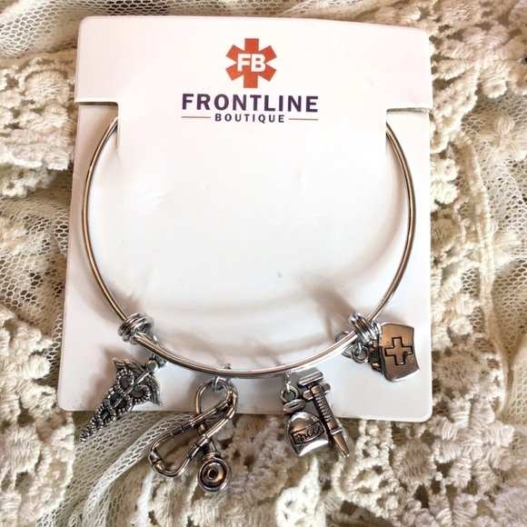 Frontline Boutique Hero’s Nurse Doctor Healthcare Bangle Charm Bracelet - Picture 3 of 6